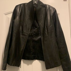 Excellent condition blank Cole Haan leather jacket. Size 6.